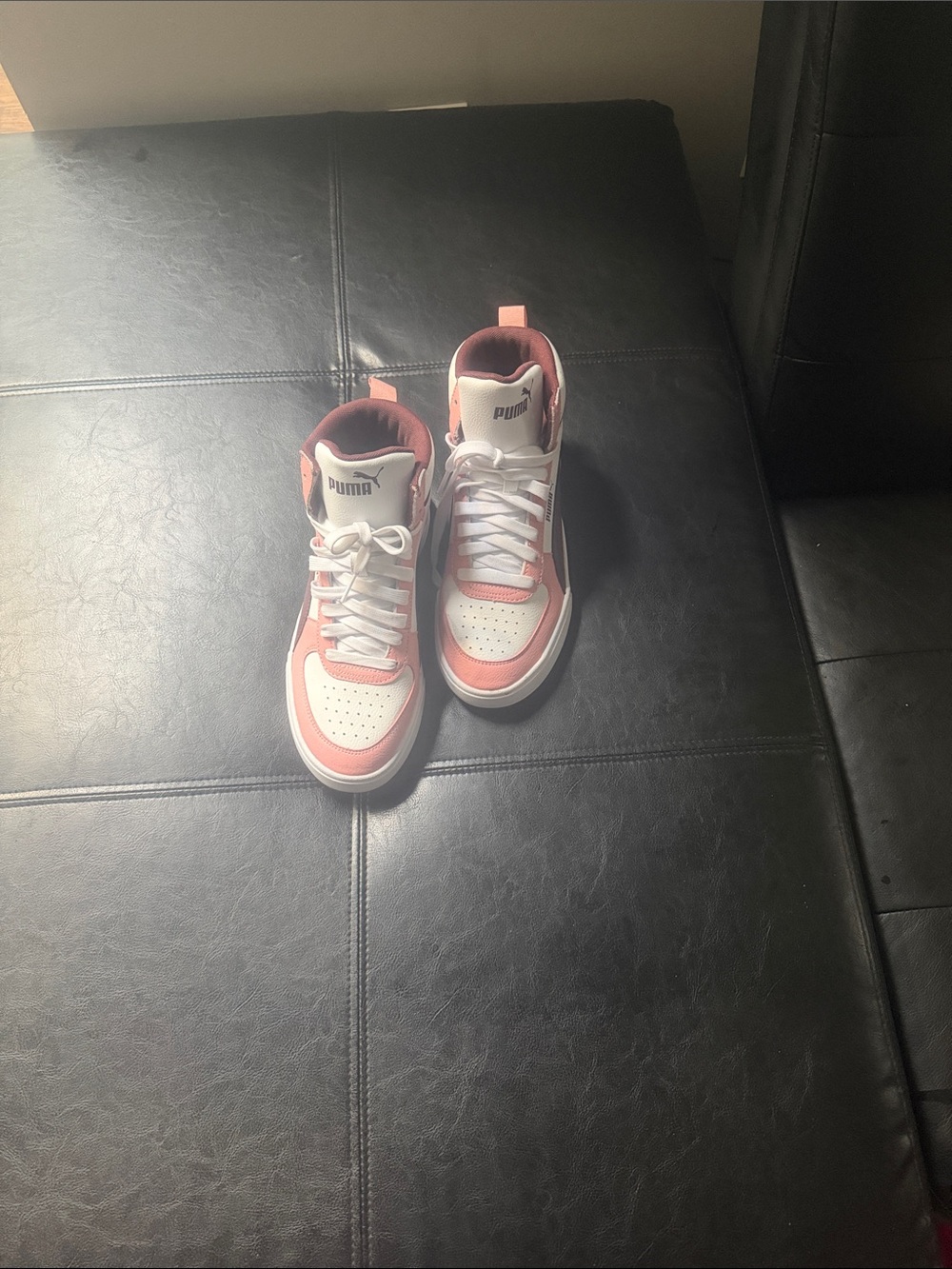 Puma Kids Coral and White High-Top Sneakers